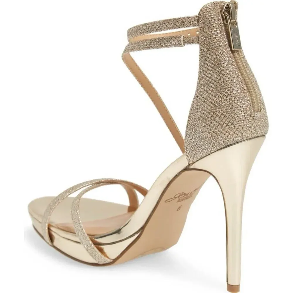 Badgley Mischka Galen Platform Glitter Heels Size 8.5 New $110